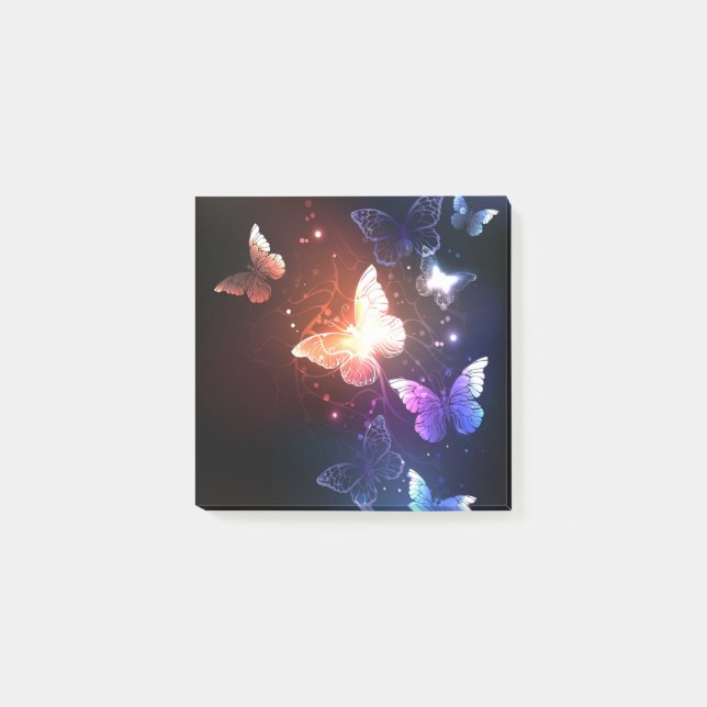 Glowing Night Butterflies Post-it Notes (Front)