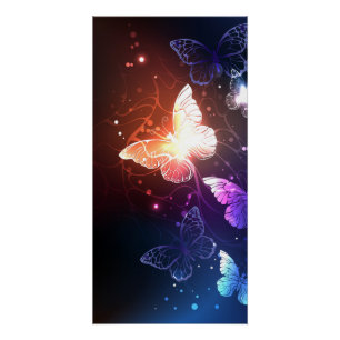 Glowing Night Butterflies Poster