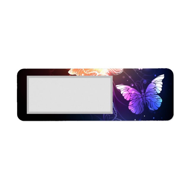 Glowing Night Butterflies Return Address Label (Front)