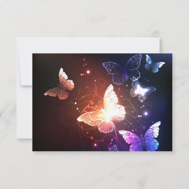 Glowing Night Butterflies Save The Date (Front)