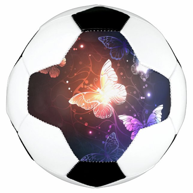 Glowing Night Butterflies Soccer Ball (Front)