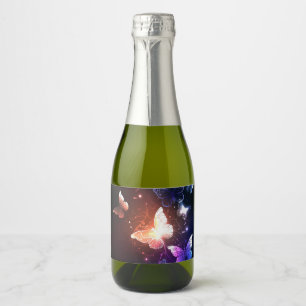 Glowing Night Butterflies Sparkling Wine Label