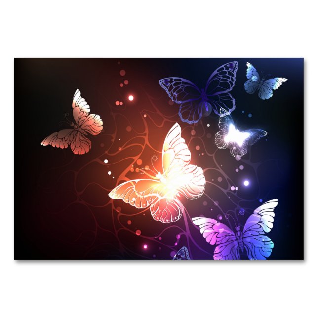Glowing Night Butterflies Table Number (Front)
