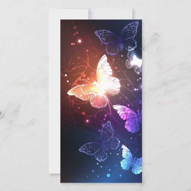 Glowing Night Butterflies Thank You Card (Front)