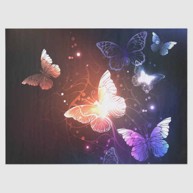 Glowing Night Butterflies Tissue Paper (Front)