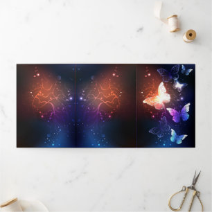 Glowing Night Butterflies Tri-Fold Invitation