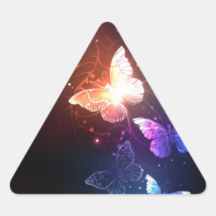 Glowing Night Butterflies Triangle Sticker