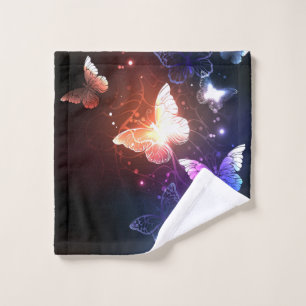 Glowing Night Butterflies Wash Cloth