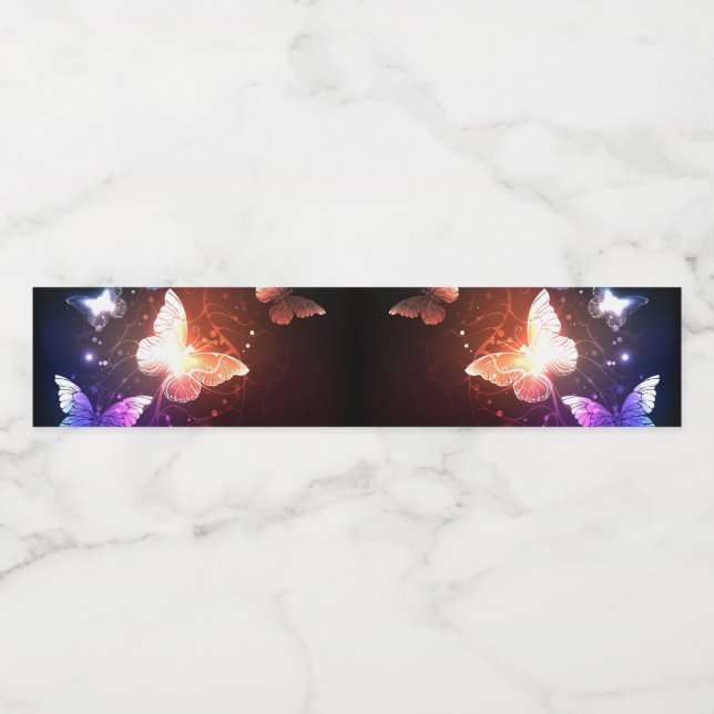 Glowing Night Butterflies Water Bottle Label (Single Label)