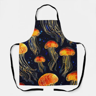 Glowing Ocean Jellyfish Art Apron