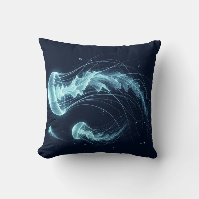 Glowing Ocean: Jellyfish Inspired Throw Pillows (Front)