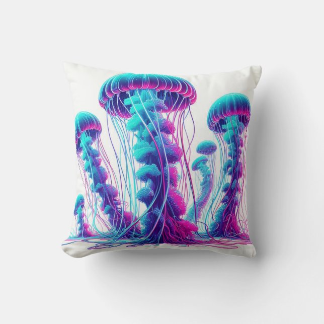 Glowing Ocean: Jellyfish Inspired Throw Pillows (Front)