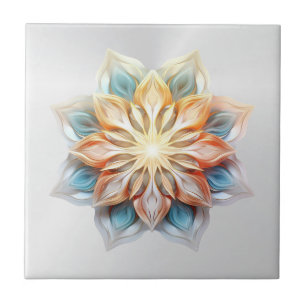 Glowing Pastel Colours Mandala Ceramic Tile