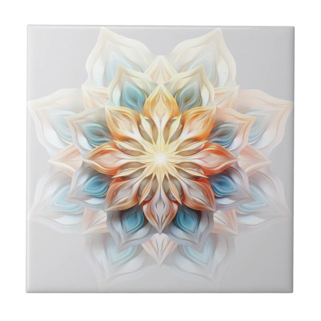Glowing Pastel Colours Mandala Ceramic Tile (Front)