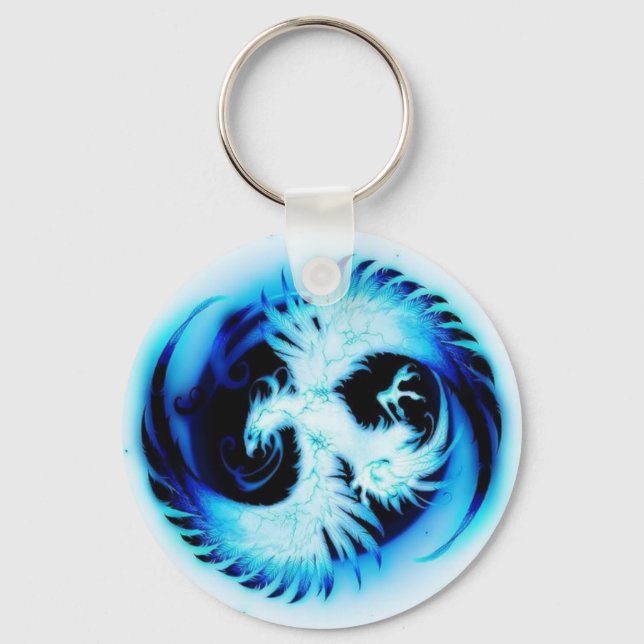glowing phoenix blue key ring (Front)