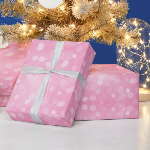Glowing pink bokeh Christmas lights abstract girly Wrapping Paper