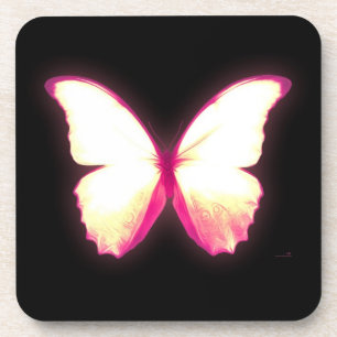 Glowing Pink Butterfly Coasters