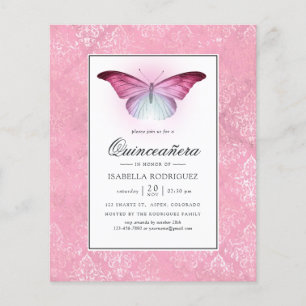 Glowing Pink Butterfly Quinceañera Flyer