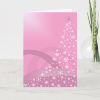 Glowing Pink Christmas Tree Holiday Card