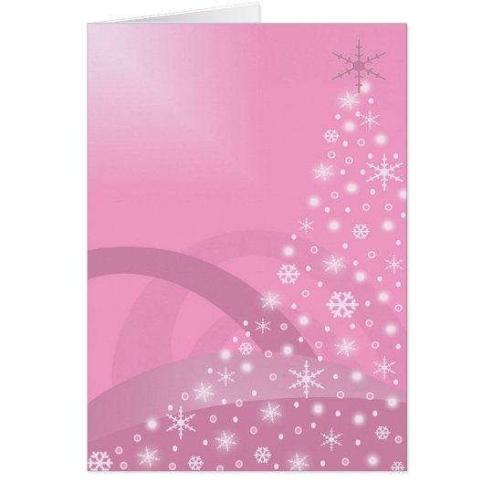 Glowing Pink Christmas Tree Holiday Card