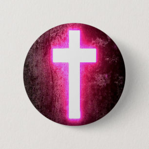 Glowing Pink Cross Beautiful 6 Cm Round Badge
