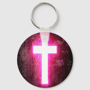 Glowing Pink Cross Beautiful Key Ring
