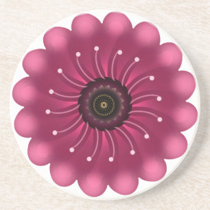 Glowing Pink Fantasy Flower Abstract Neon Floral Coaster