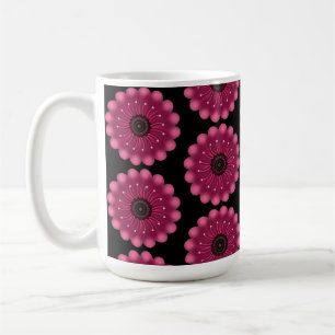 Glowing Pink Fantasy Flower   Abstract Neon Floral Coffee Mug