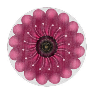 Glowing Pink Fantasy Flower   Abstract Neon Floral Cutting Board