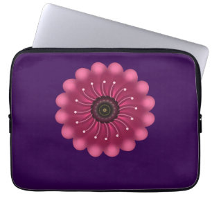 Glowing Pink Fantasy Flower   Abstract Neon Floral Laptop Sleeve