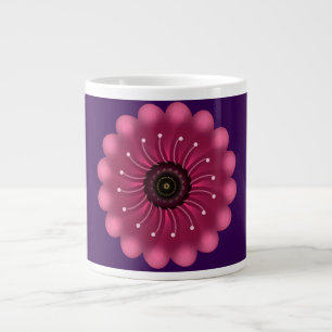 Glowing Pink Fantasy Flower   Abstract Neon Floral Large Coffee Mug