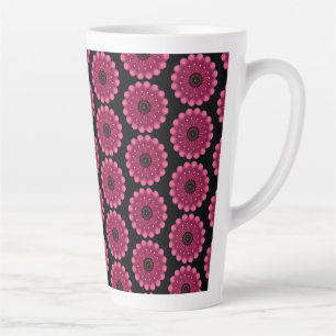 Glowing Pink Fantasy Flower   Abstract Neon Floral Latte Mug