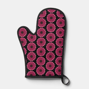 Glowing Pink Fantasy Flower Abstract Neon Floral Oven Mitt