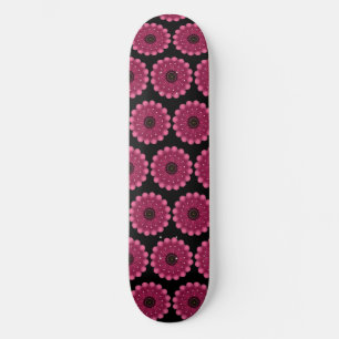 Glowing Pink Fantasy Flower   Abstract Neon Floral Skateboard