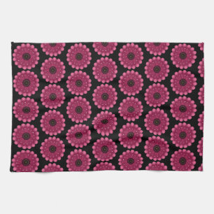 Glowing Pink Fantasy Flower Abstract Neon Floral Tea Towel