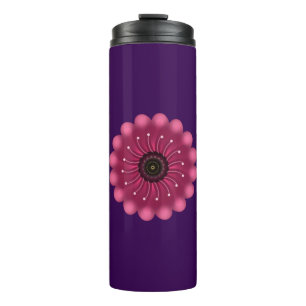 Glowing Pink Fantasy Flower   Abstract Neon Floral Thermal Tumbler