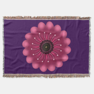 Glowing Pink Fantasy Flower   Abstract Neon Floral Throw Blanket