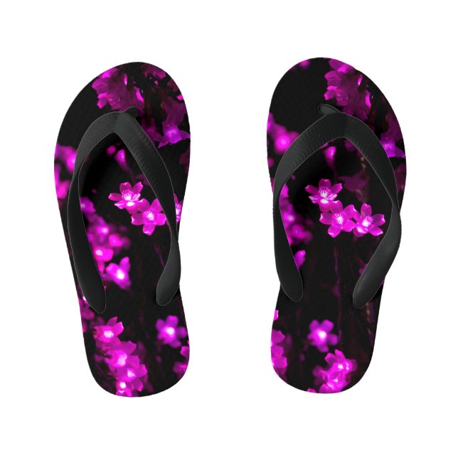 Glowing Pink Flower Lights Kid's Thongs (Footbed)