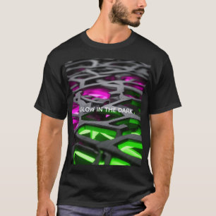 Glowing Pink Green Futuristic 3D Lattice T-Shirt