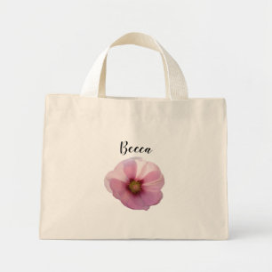Glowing Pink Hollyhock Flower Personalised Mini Tote Bag