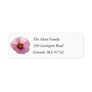 Glowing Pink Hollyhock Flower Return Address Label