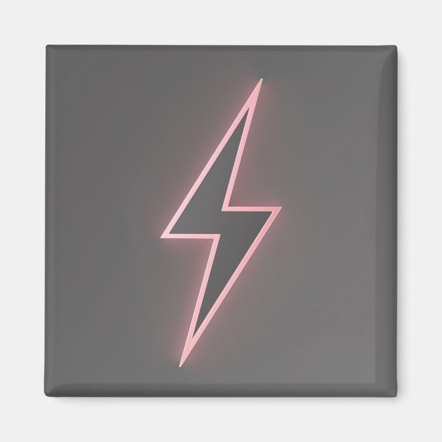 Glowing pink lightning bolt symbol magnet (Front)