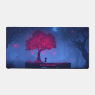 Glowing Pink Magical World Desk Mat