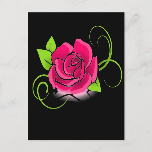 Glowing Pink Rose Postcard (Front)