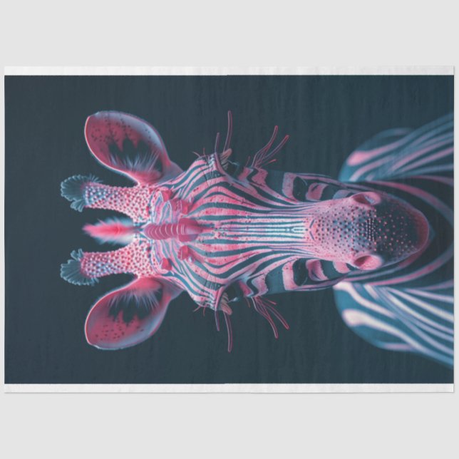 Glowing Pink Zebra of Another World Decoupage Tissue Paper (Front)