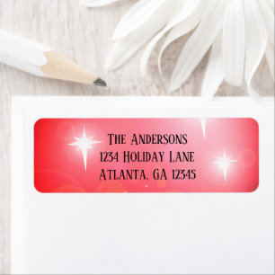 Glowing Pinkish Red and White Christmas Star Return Address Label