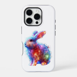Glowing Prism Rabbit – Ethereal Neon Light Animal iPhone 16 Pro Case