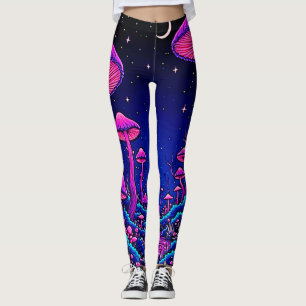 Glowing Psychedelic Mushroom Forest Night Leggings