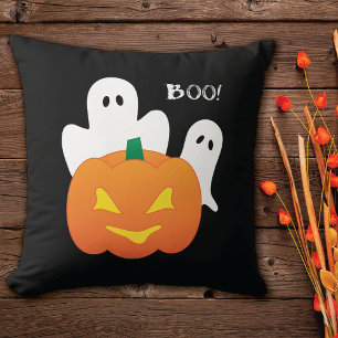 Glowing Pumpkin and Ghosts Cushion