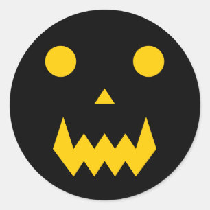 Glowing Pumpkin Face Halloween Classic Round Sticker